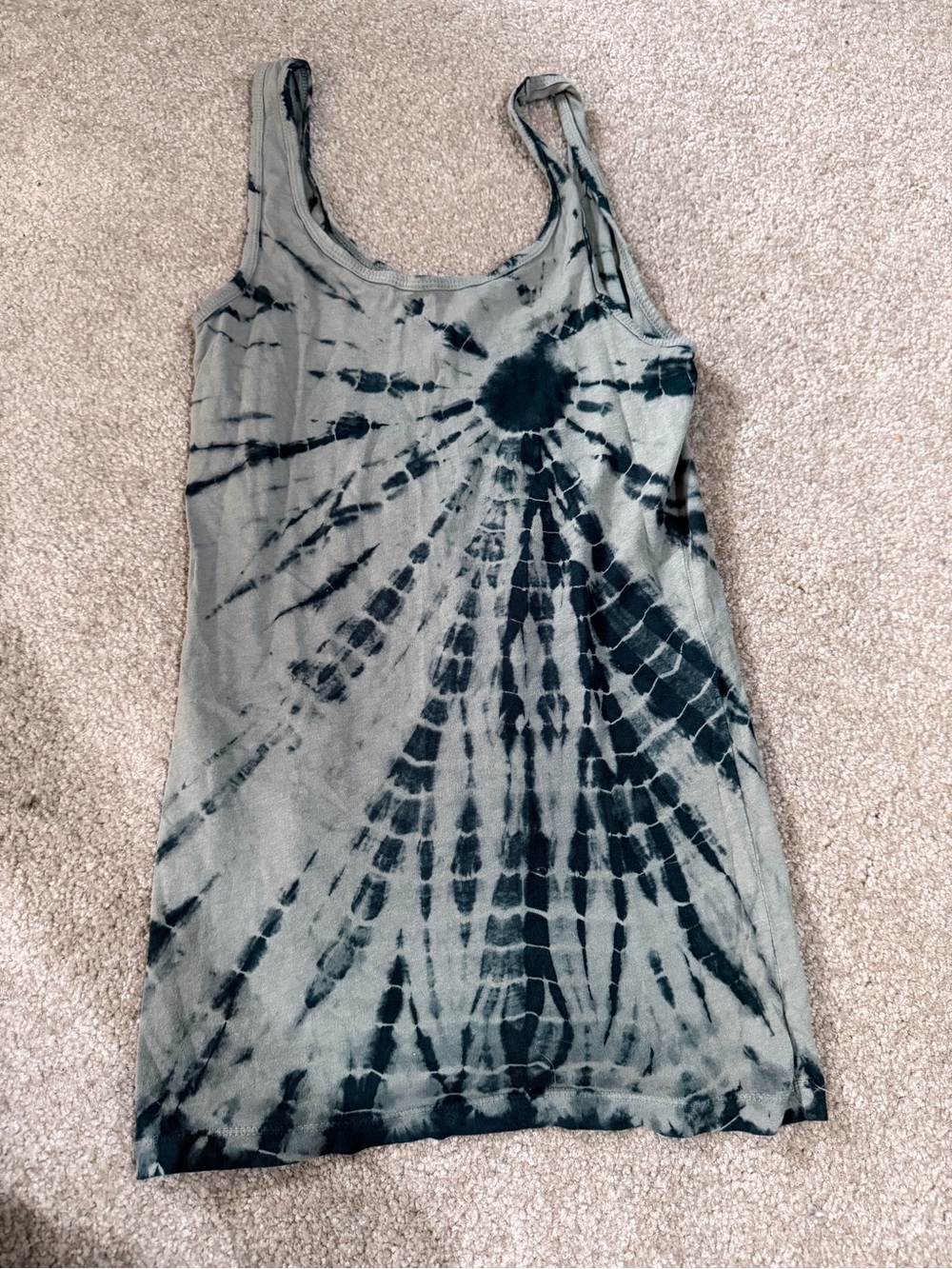 Stranded Tie-Dye Tank Top - Black and Dark Green